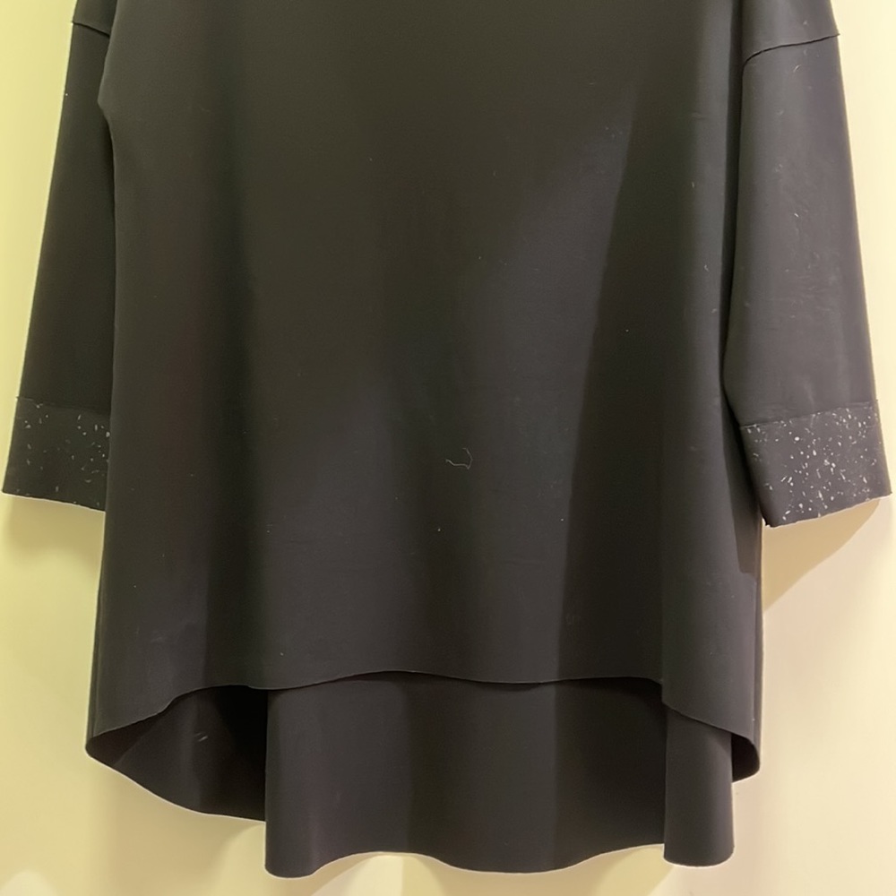 EUC She’s So Made in Italy Black Tunic Top with Knit Collar - Picture 5 of 11